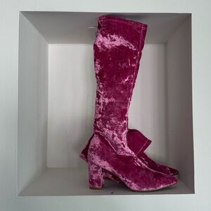 Anthropologie Silent D Velvet Komass Boots in Pink